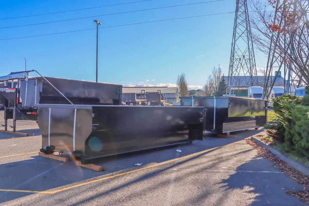 Roll-off dumpster ready for waste disposal at job site for Commercial Dumpster Rental in Augusta